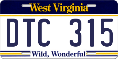 WV license plate DTC315