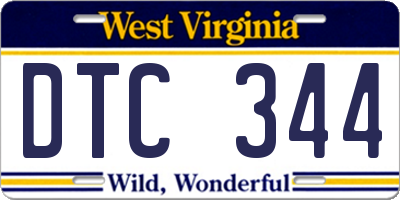 WV license plate DTC344
