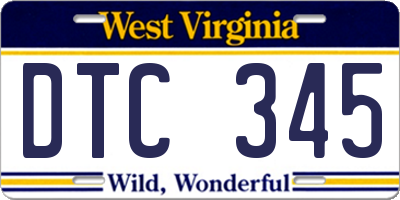 WV license plate DTC345