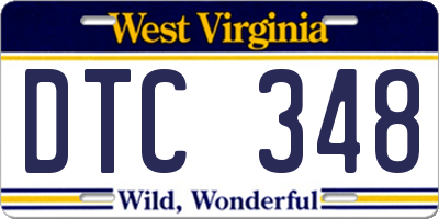 WV license plate DTC348
