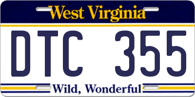 WV license plate DTC355