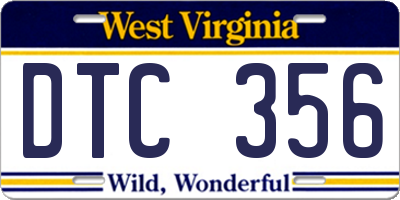 WV license plate DTC356