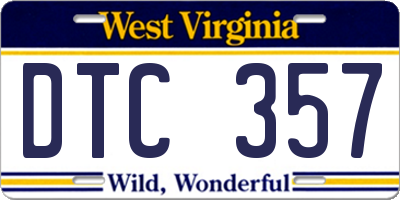 WV license plate DTC357
