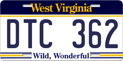 WV license plate DTC362