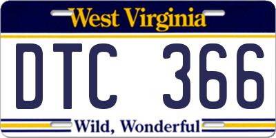 WV license plate DTC366