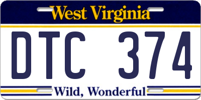 WV license plate DTC374