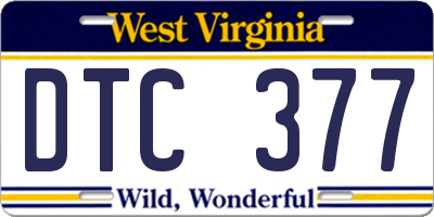WV license plate DTC377