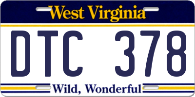 WV license plate DTC378