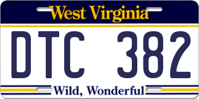 WV license plate DTC382