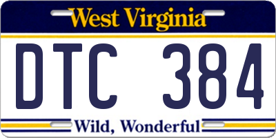 WV license plate DTC384