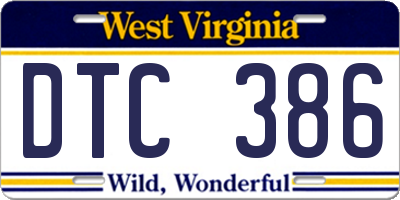 WV license plate DTC386