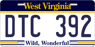 WV license plate DTC392