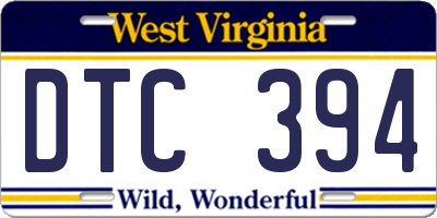 WV license plate DTC394