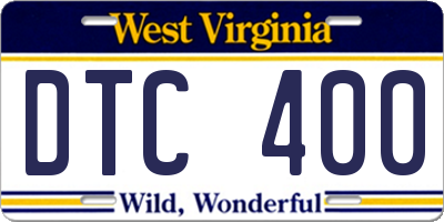 WV license plate DTC400