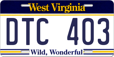 WV license plate DTC403