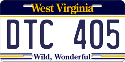 WV license plate DTC405