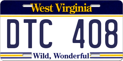 WV license plate DTC408