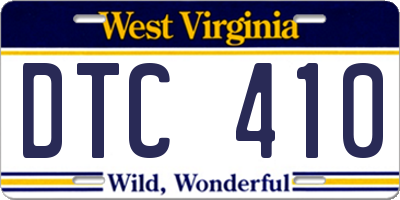 WV license plate DTC410
