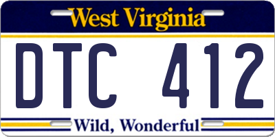WV license plate DTC412