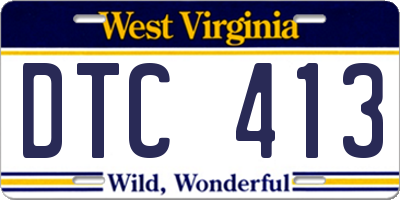 WV license plate DTC413