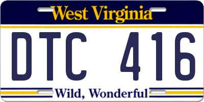 WV license plate DTC416