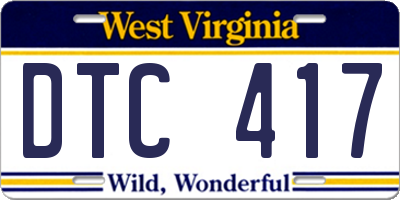 WV license plate DTC417