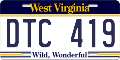 WV license plate DTC419