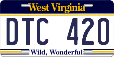 WV license plate DTC420