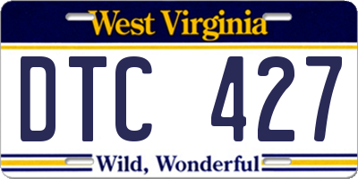 WV license plate DTC427