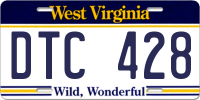 WV license plate DTC428