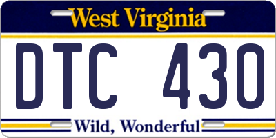 WV license plate DTC430