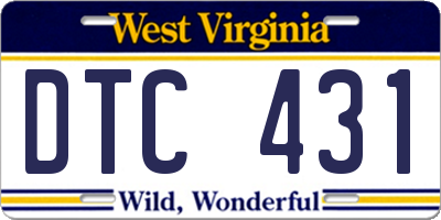 WV license plate DTC431