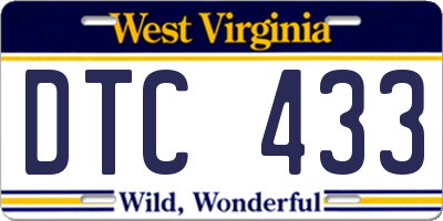 WV license plate DTC433