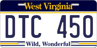 WV license plate DTC450
