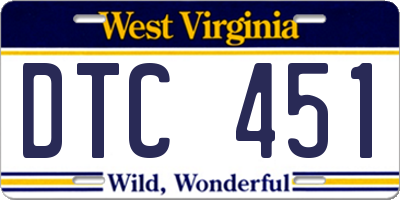 WV license plate DTC451
