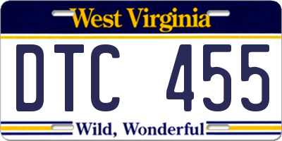 WV license plate DTC455