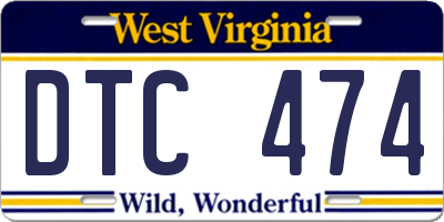 WV license plate DTC474