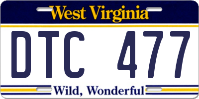 WV license plate DTC477
