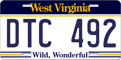 WV license plate DTC492
