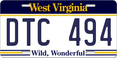 WV license plate DTC494