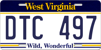 WV license plate DTC497
