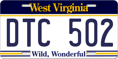 WV license plate DTC502
