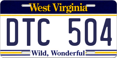 WV license plate DTC504
