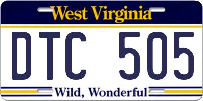 WV license plate DTC505