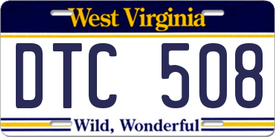 WV license plate DTC508
