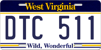 WV license plate DTC511
