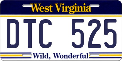 WV license plate DTC525