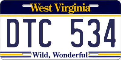 WV license plate DTC534