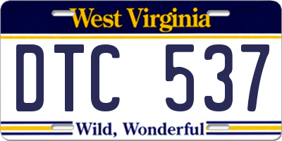 WV license plate DTC537