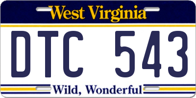 WV license plate DTC543
